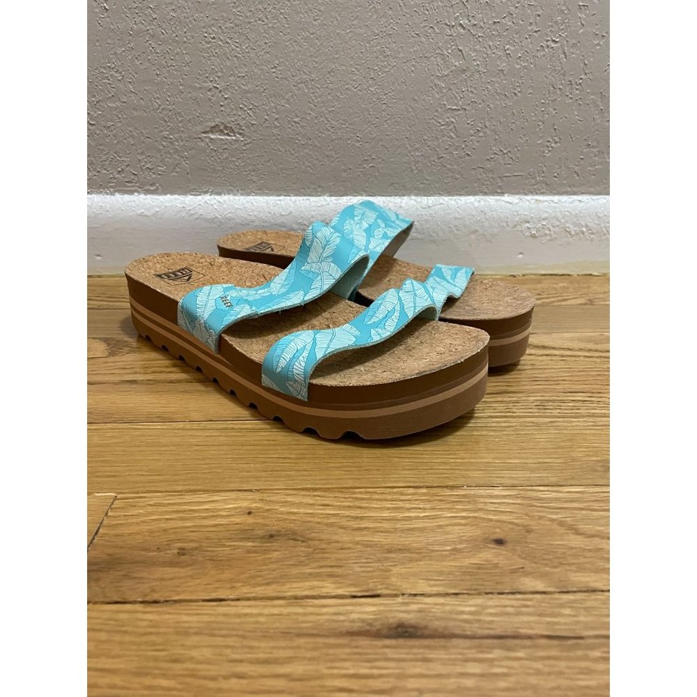 Reef women's platform slip on sandals Cushion Vista Teal, Size 10